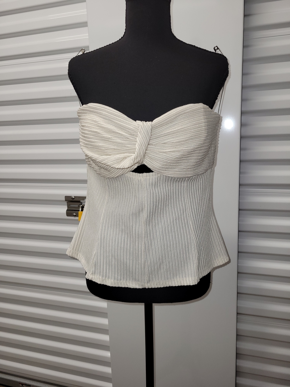 NWT Francesca's Miami Cream Ribbed Twist Tie Tube Top - size XL